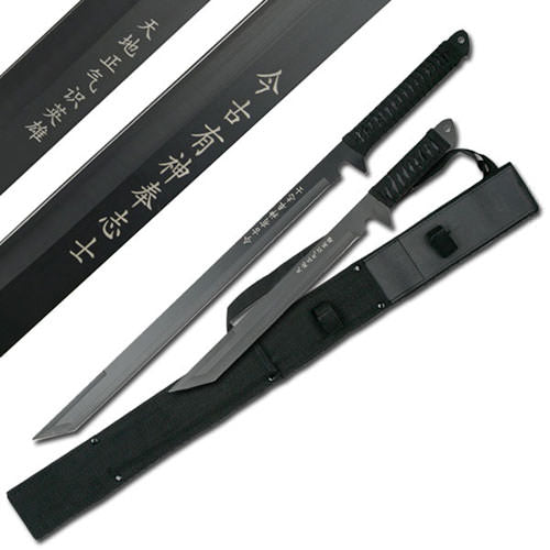Black 2 Piece 26" + 18" Twin Tanto Blade Full Tang Ninja Sword Set - Tophatter's Army Products & Self Defense Collectible Weapons - Tophatter Daily Deals